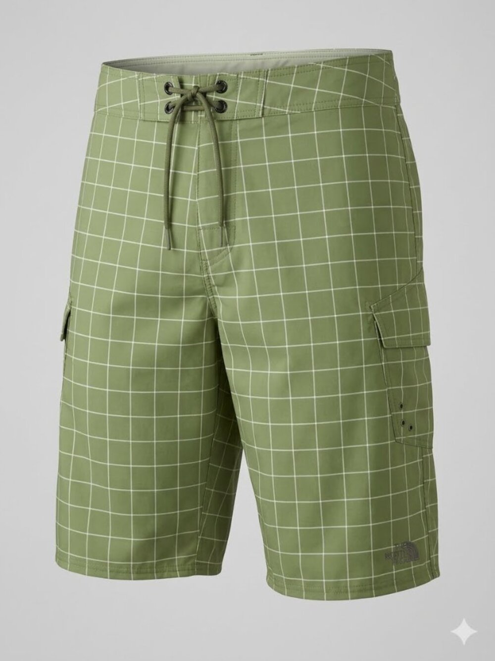 The North Face Men’s Green Checked Acitvewear Outdoor Board Shorts 3223